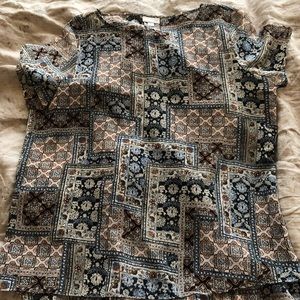 J. Jill Flowy Multi Patterned Short Sleeved Blouse